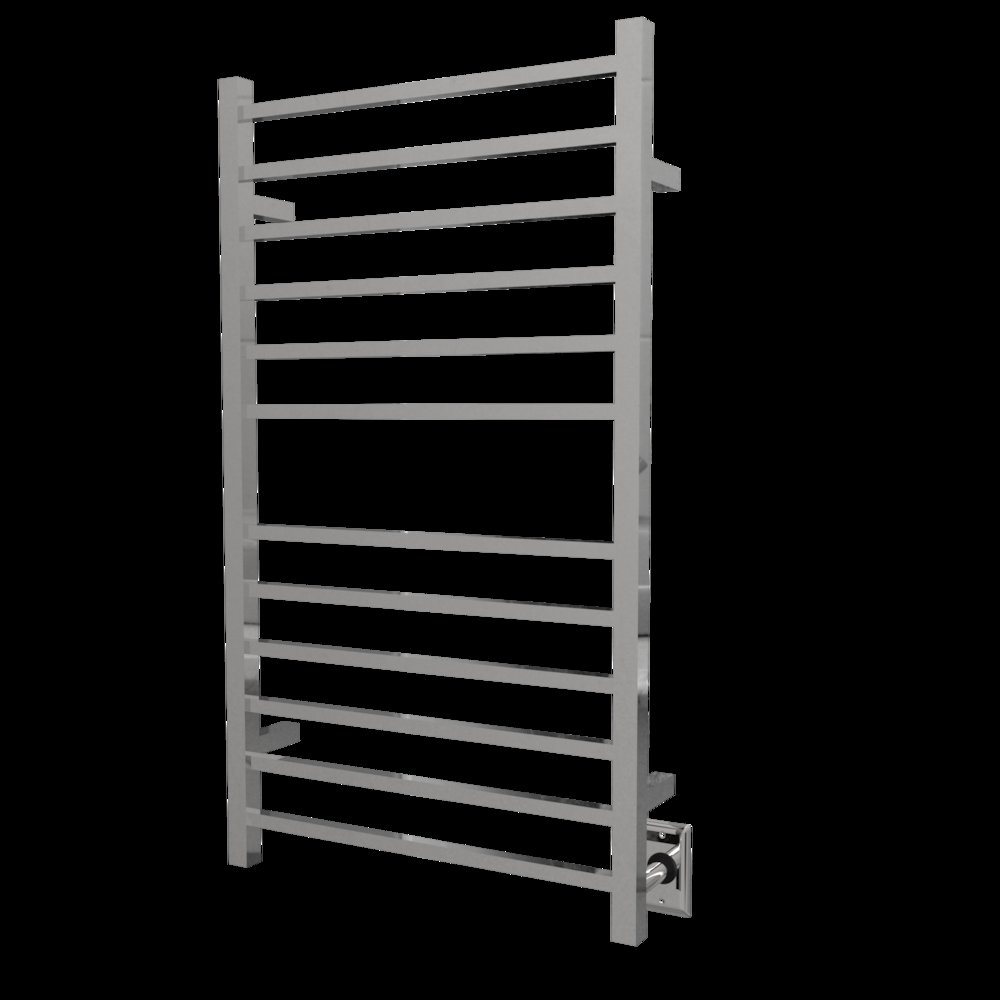Radiant Large Square Hardwired + Plug-in Combo 12 Bar Towel Warmer in Polished. Picture 8