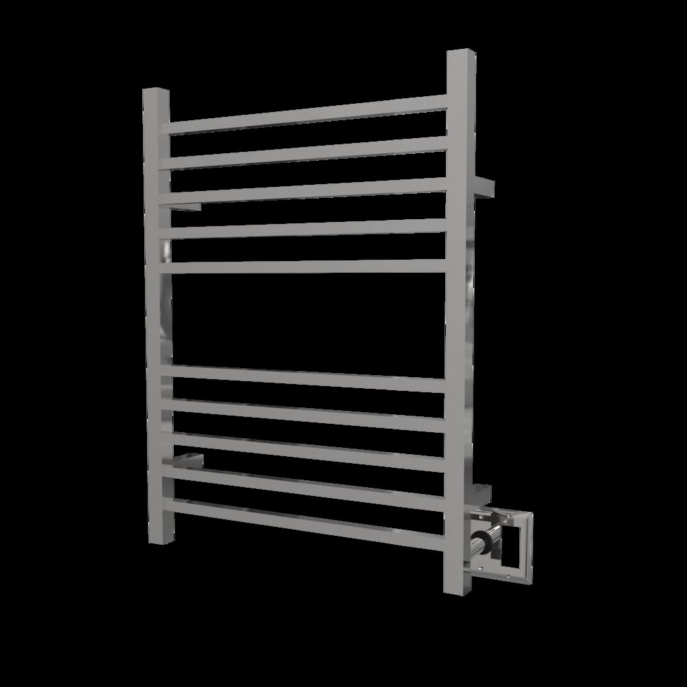 Radiant Square Hardwired + Plug-in Combo 10 Bar Towel Warmer in Polished. Picture 12