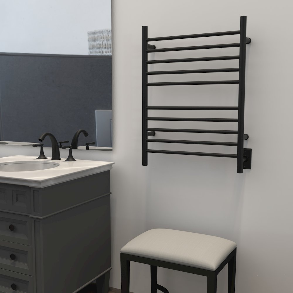 Radiant Hardwired + Plug-in Combo Straight 10 Bar Towel Warmer in Matte Black. Picture 13