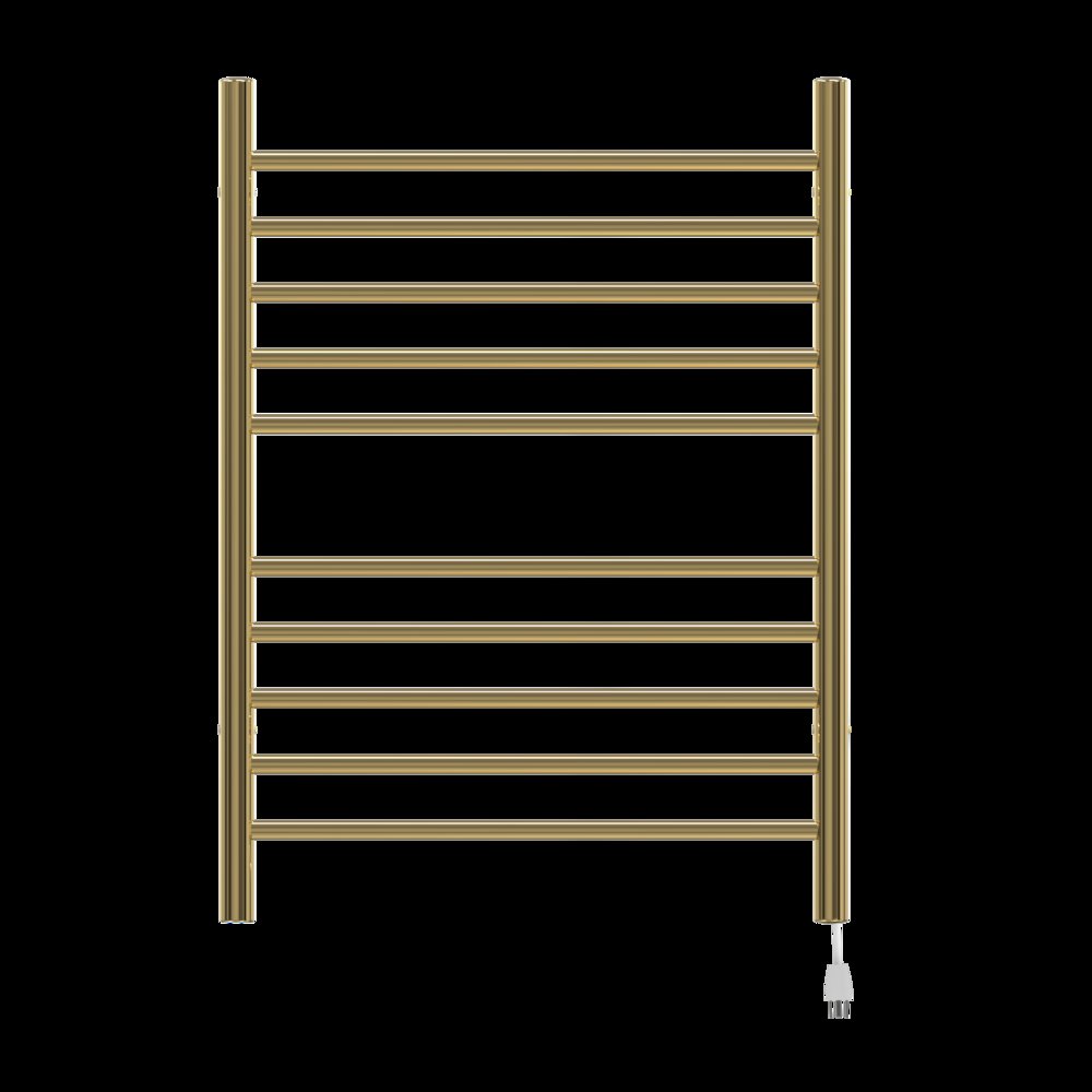 Radiant Hardwired + Plug-in Combo Straight 10 Bar Towel Warmer in Polished Gold. Picture 5
