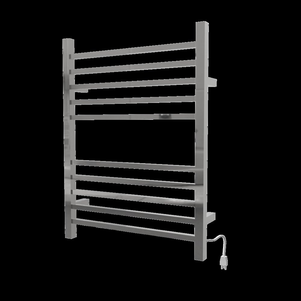 Radiant Square Hardwired + Plug-in Combo 10 Bar Towel Warmer in Polished. Picture 5