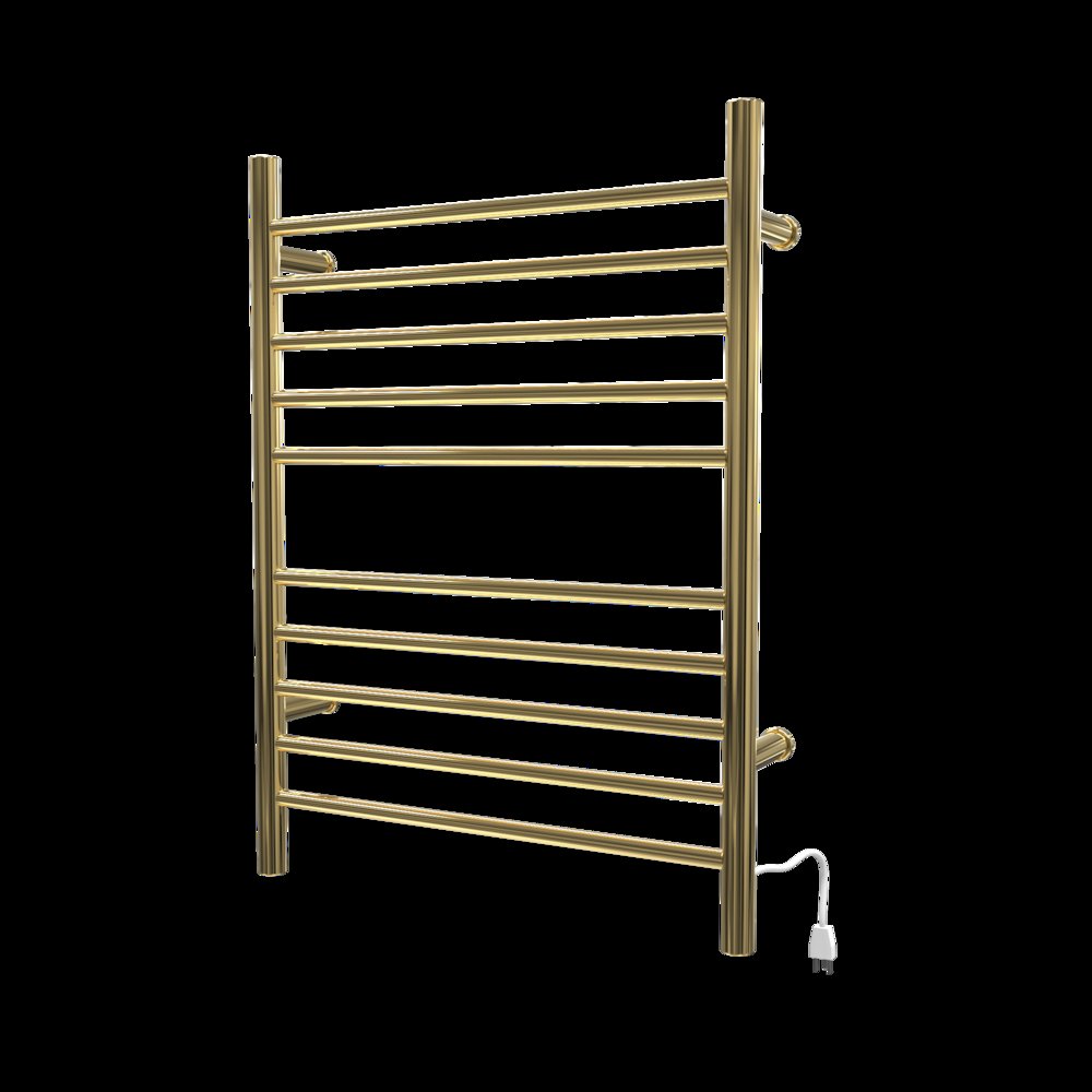 Radiant Hardwired + Plug-in Combo Straight 10 Bar Towel Warmer in Polished Gold. Picture 4