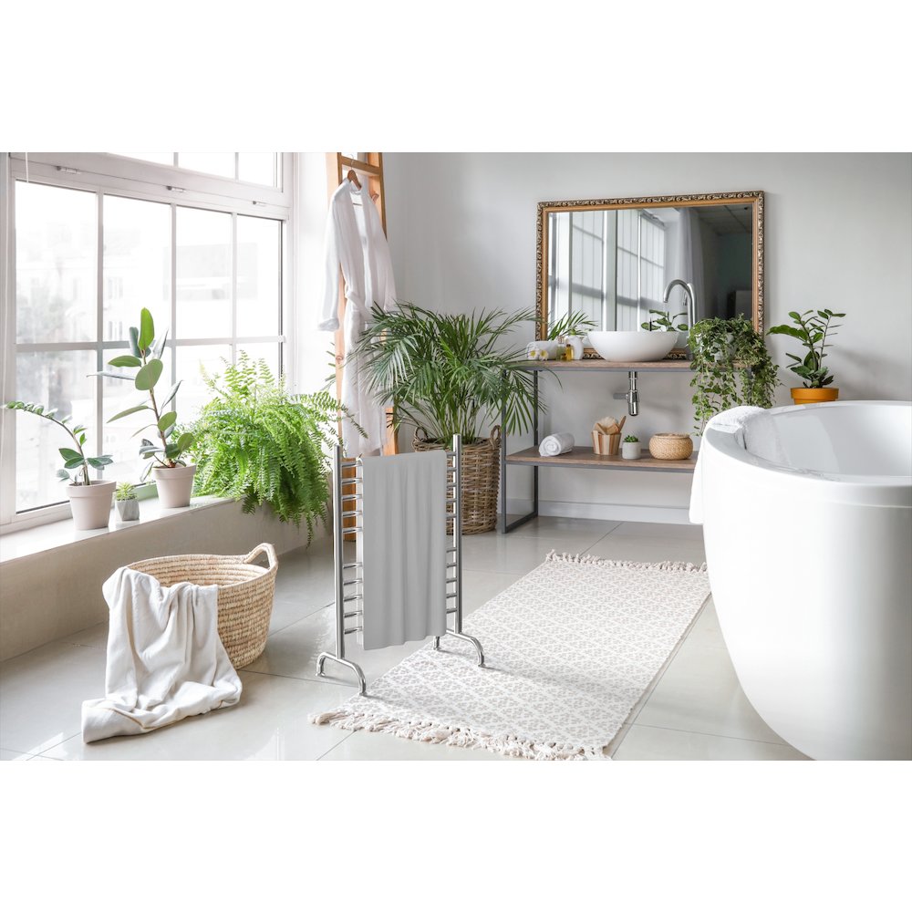 Solo 24" Freestanding 10 Bar Towel Warmer in Polished. Picture 3