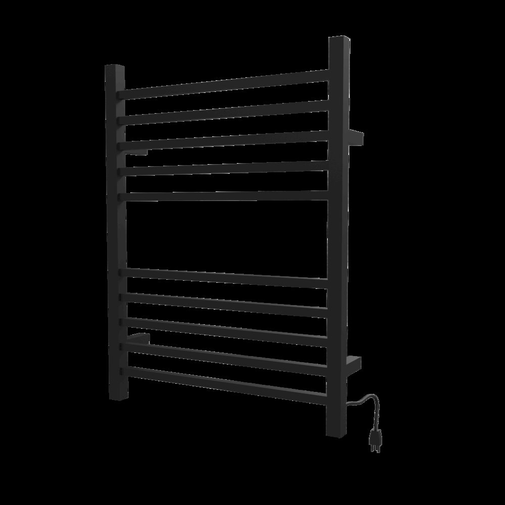 Radiant Square Hardwired + Plug-in Combo 10 Bar Towel Warmer in Matte Black. Picture 5