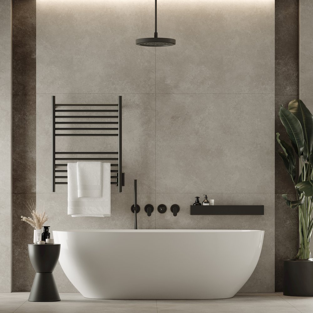 Cape Model 2332 12 Straight Bar Hardwired Towel Warmer in Matte Black. Picture 5