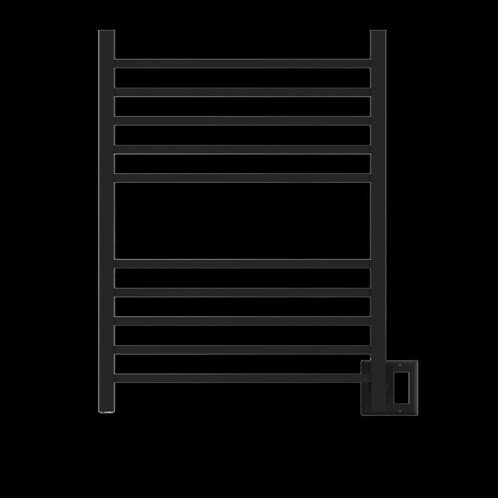 Radiant Square Hardwired + Plug-in Combo 10 Bar Towel Warmer in Matte Black. Picture 13