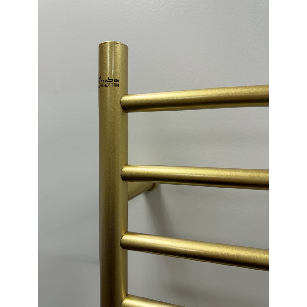 Radiant Small Hardwired + Plug-in Combo 7 Bar Towel Warmer in Satin Brass. Picture 5