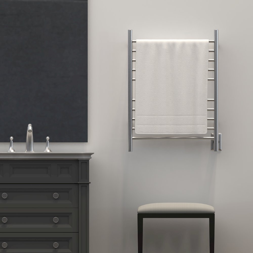 Radiant Hardwired + Plug-in Combo Straight 10 Bar Towel Warmer in Brushed. Picture 17