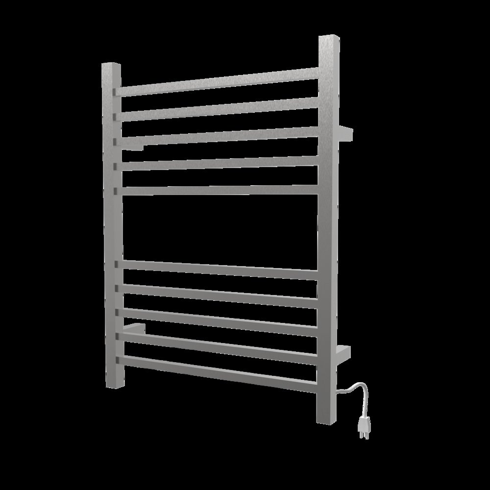 Radiant Square Hardwired + Plug-in Combo 10 Bar Towel Warmer in Brushed. Picture 5