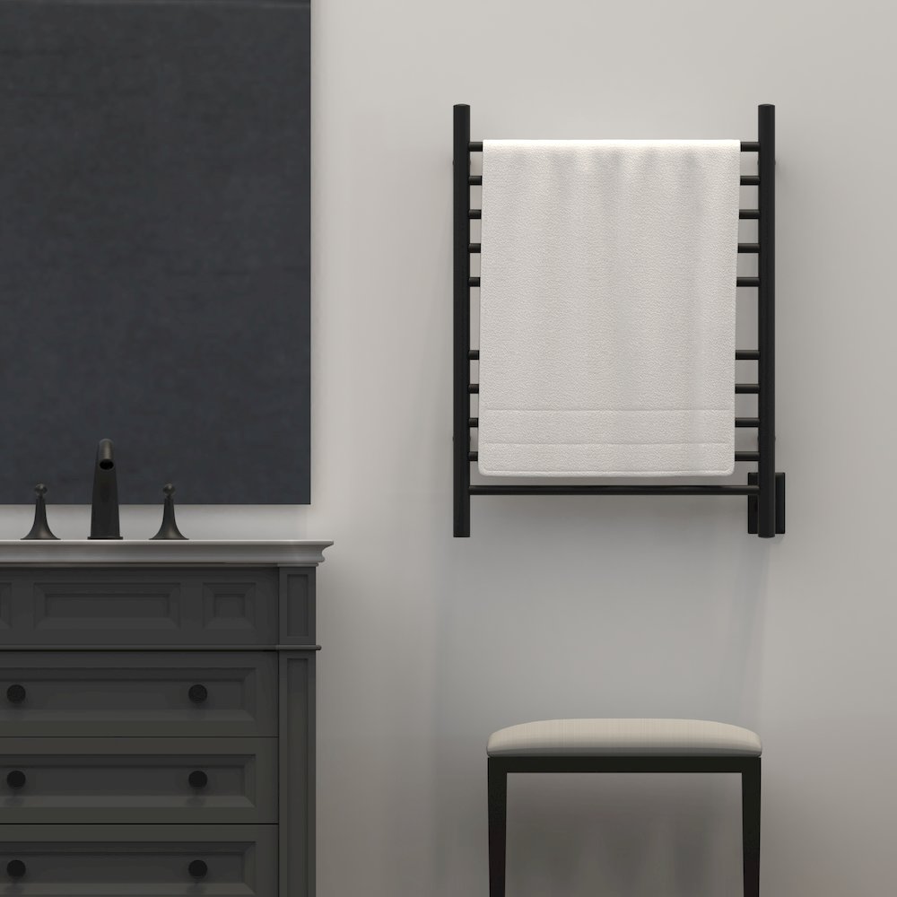 Radiant Hardwired + Plug-in Combo Straight 10 Bar Towel Warmer in Matte Black. Picture 18