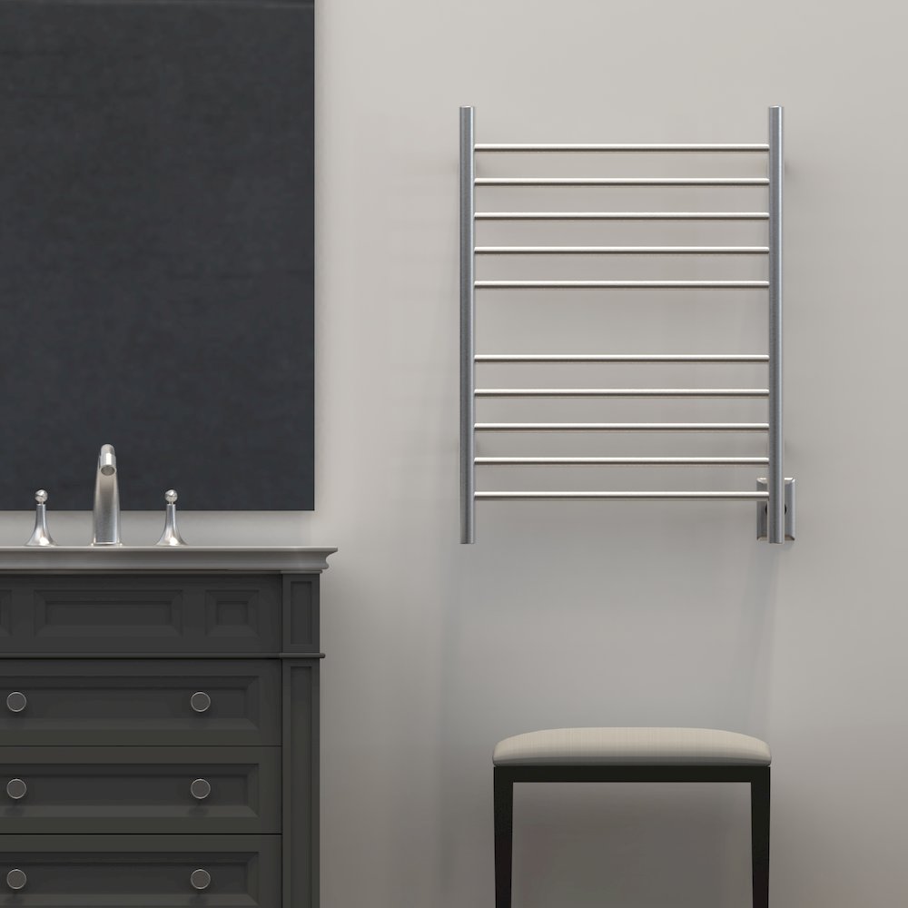 Radiant Hardwired + Plug-in Combo Straight 10 Bar Towel Warmer in Brushed. Picture 14