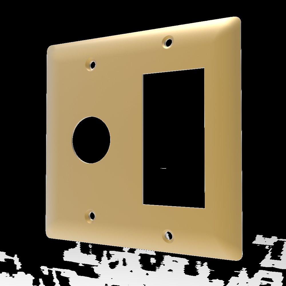 Amba Double Gang Plate in Satin Brass. Picture 1