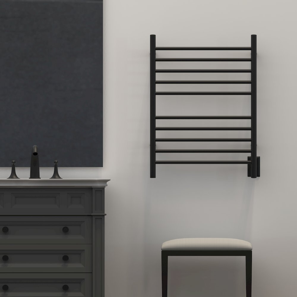 Radiant Hardwired + Plug-in Combo Straight 10 Bar Towel Warmer in Matte Black. Picture 14