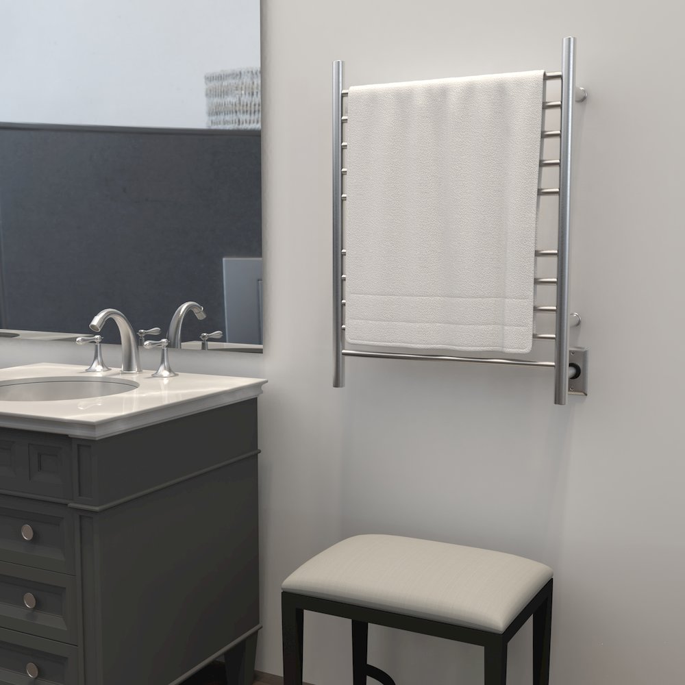 Radiant Hardwired + Plug-in Combo Straight 10 Bar Towel Warmer in Brushed. Picture 16