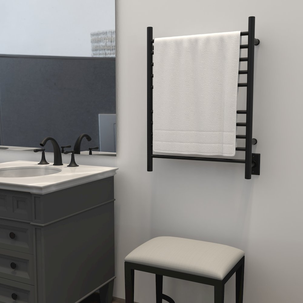 Radiant Hardwired + Plug-in Combo Straight 10 Bar Towel Warmer in Matte Black. Picture 16