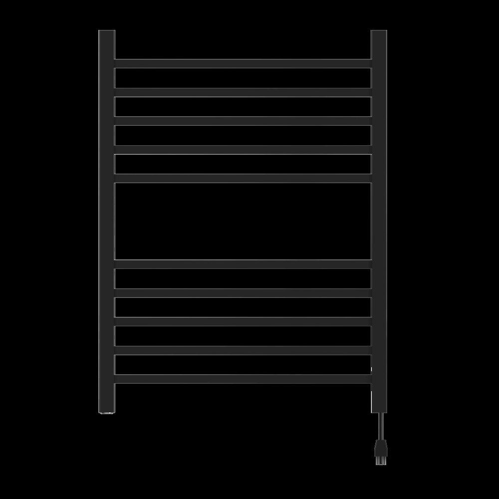 Radiant Square Hardwired + Plug-in Combo 10 Bar Towel Warmer in Matte Black. Picture 7