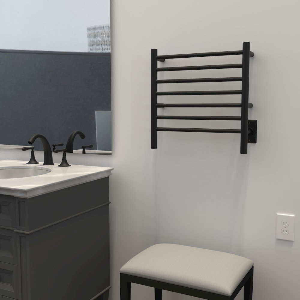 Radiant Small Hardwired + Plug-in Combo 7 Bar Towel Warmer in Matte Black. Picture 15