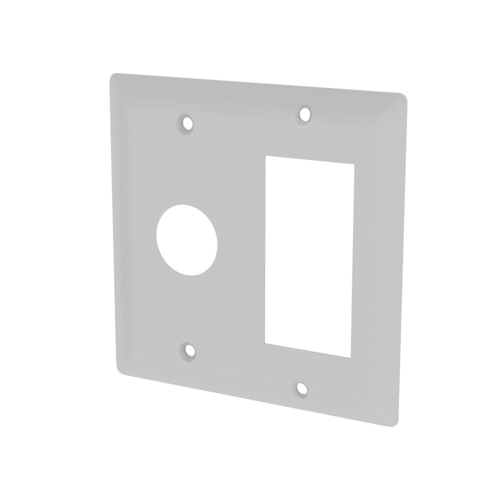 Amba Double Gang Plate in White. Picture 1