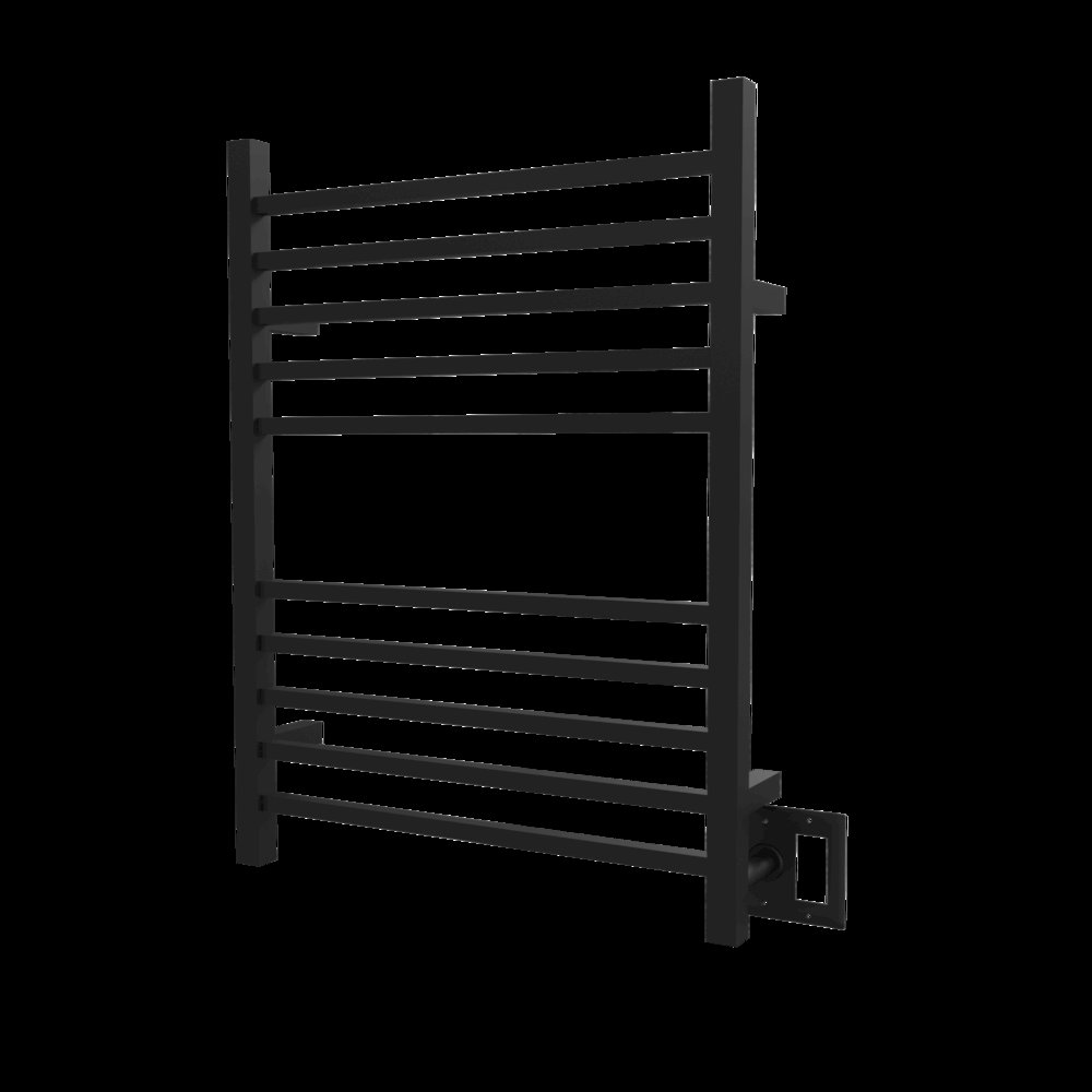 Radiant Square Hardwired + Plug-in Combo 10 Bar Towel Warmer in Matte Black. Picture 12