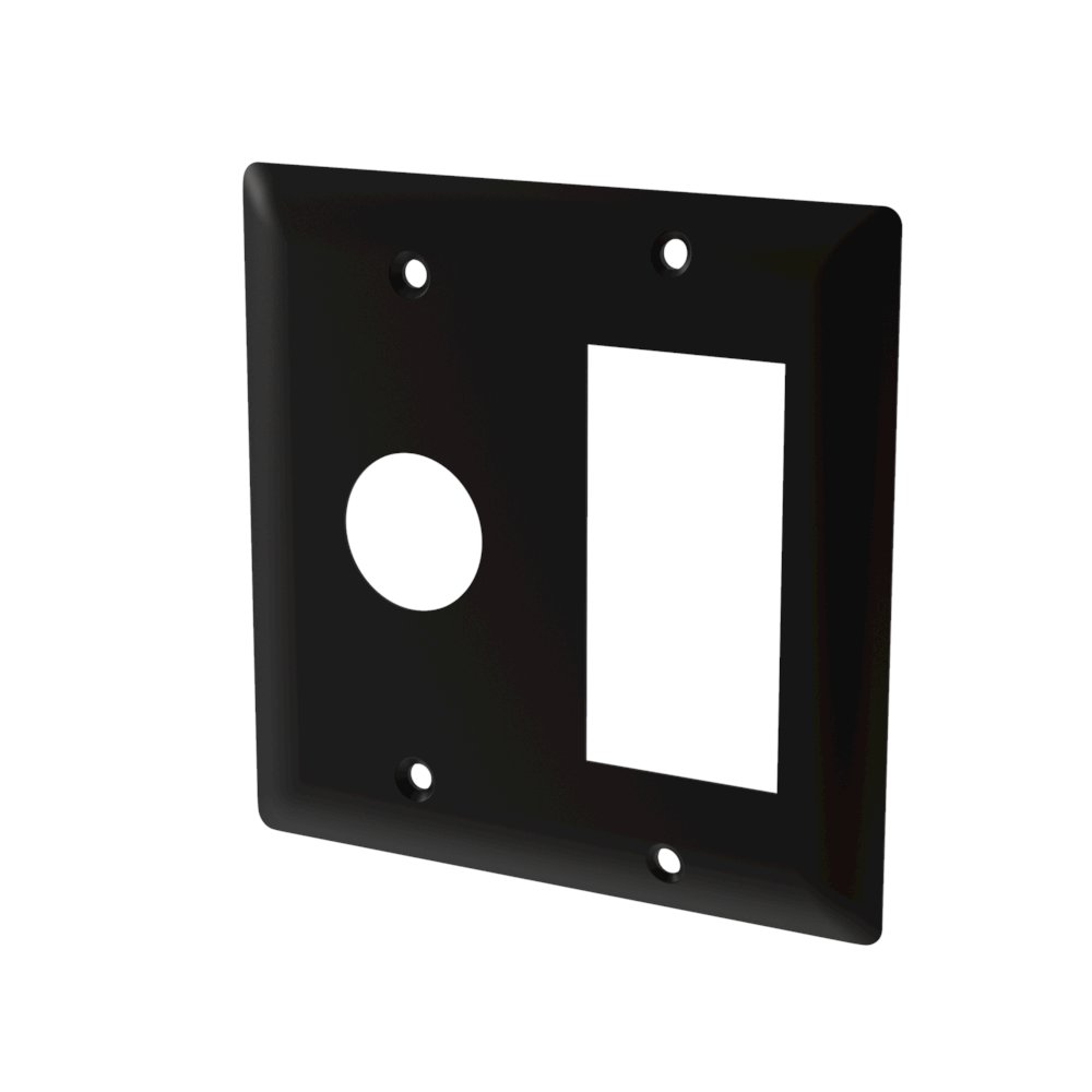 Amba Double Gang Plate in Matte Black. Picture 1