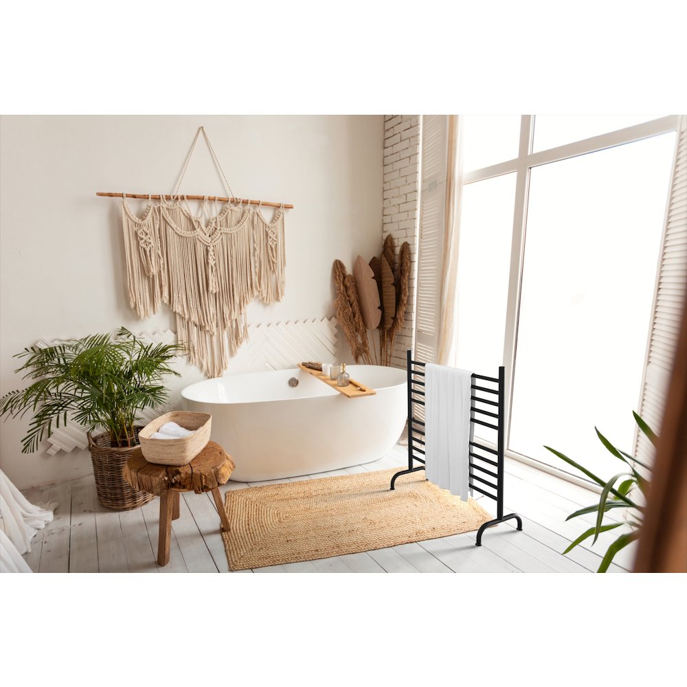 Solo 33" Freestanding 10 Bar Towel Warmer in Matte Black. Picture 3