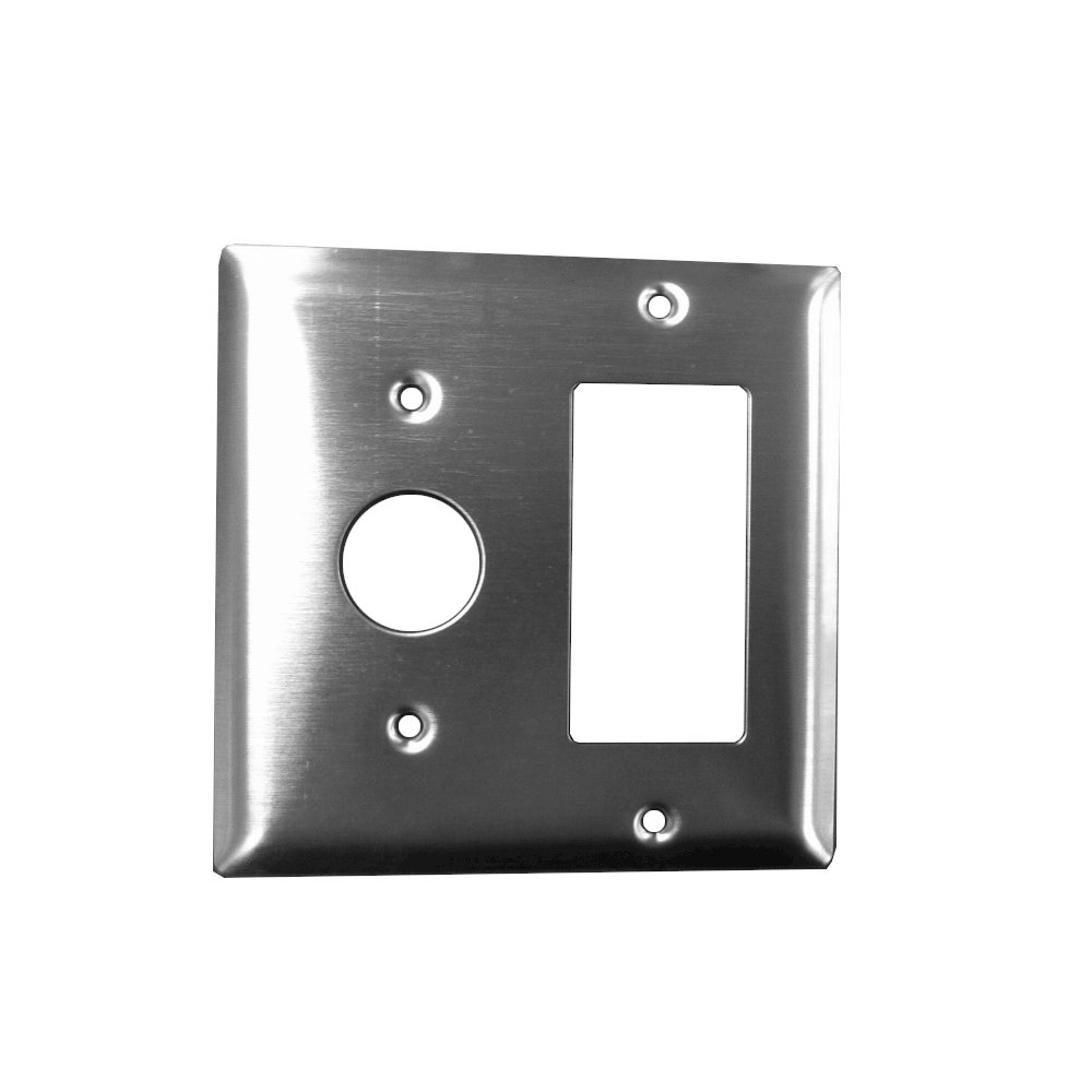 Amba Double Gang Plate in Brushed. Picture 1