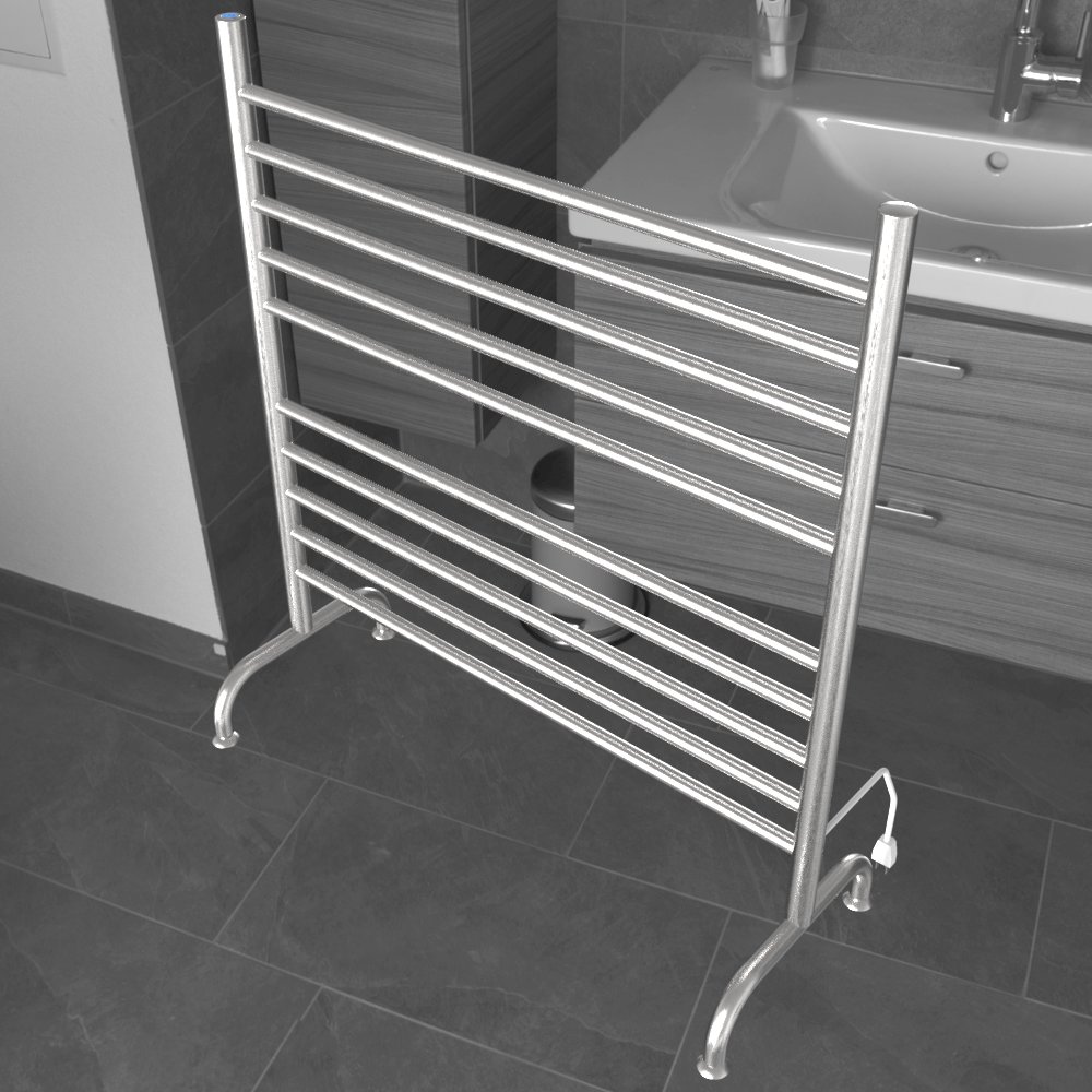 Solo 33" Freestanding 10 Bar Towel Warmer in Brushed. Picture 1