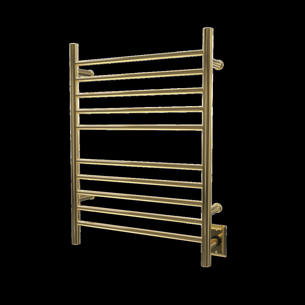 Radiant Hardwired + Plug-in Combo Straight 10 Bar Towel Warmer in Polished Gold. Picture 6