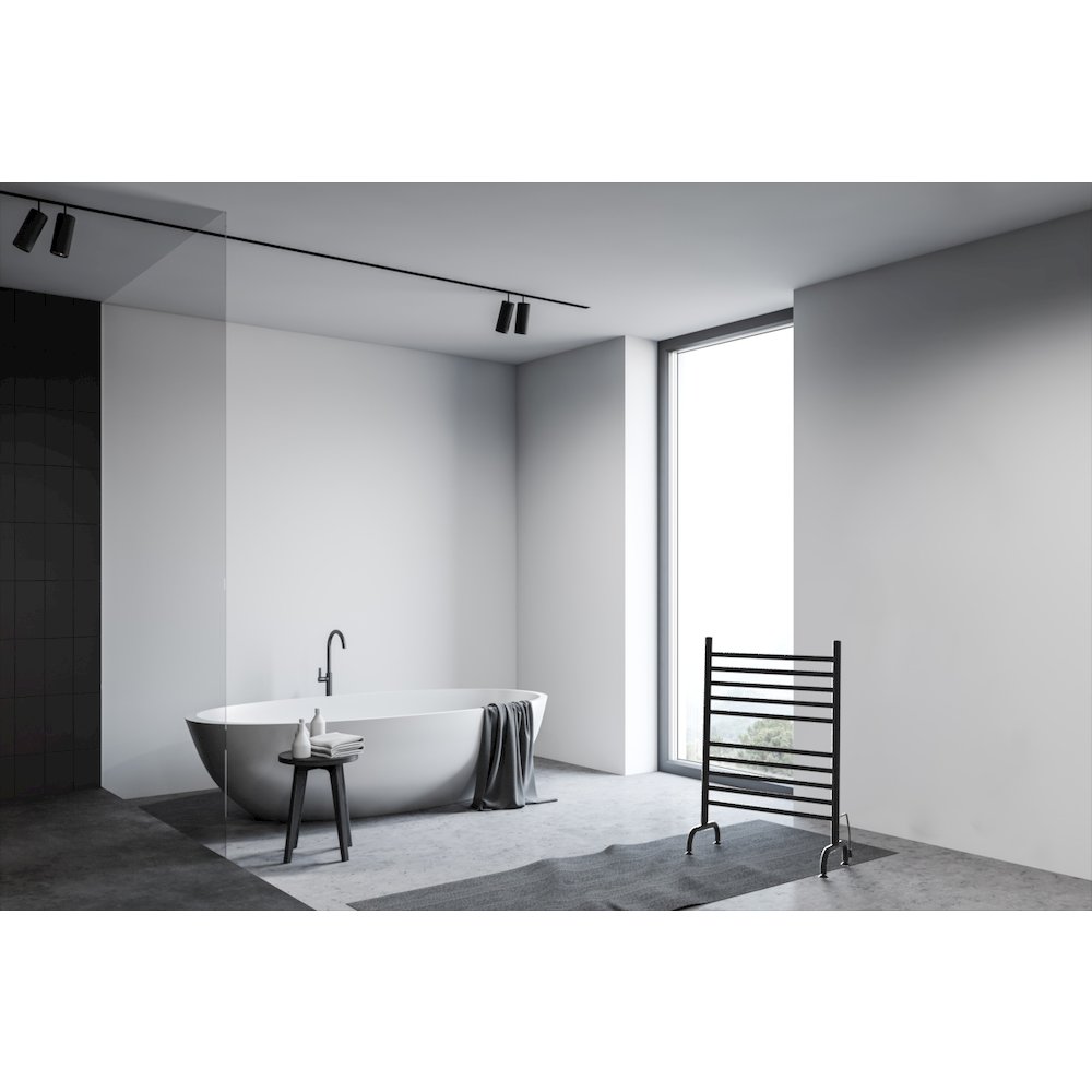 Solo 24" Freestanding 10 Bar Towel Warmer in Matte Black. Picture 5