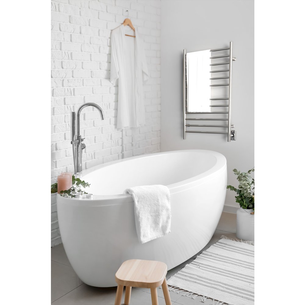 Radiant Large Hardwired + Plug-in Combo Straight 12 Bar Towel Warmer in Polished. Picture 4
