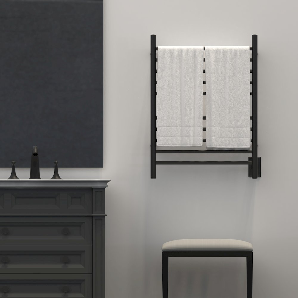 Radiant Hardwired + Plug-in Combo Straight 10 Bar Towel Warmer in Matte Black. Picture 17