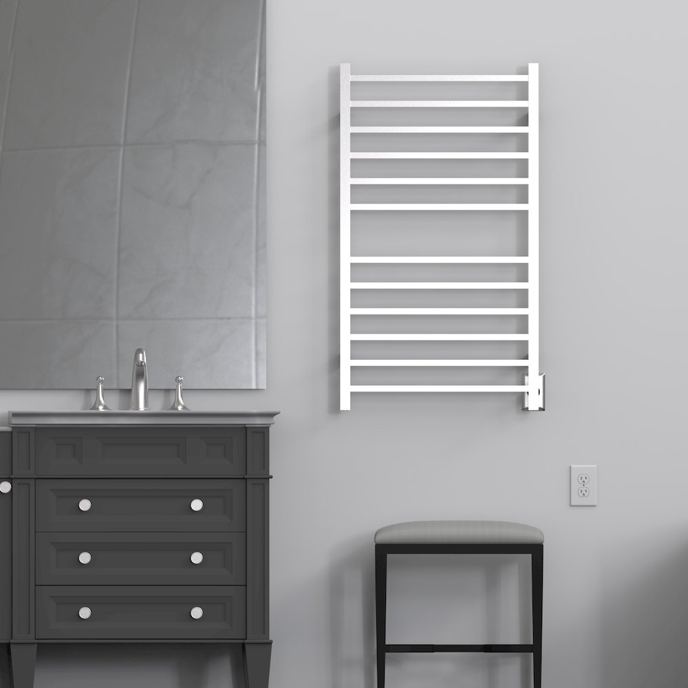 Radiant Large Square Hardwired + Plug-in Combo 12 Bar Towel Warmer in Brushed. Picture 10