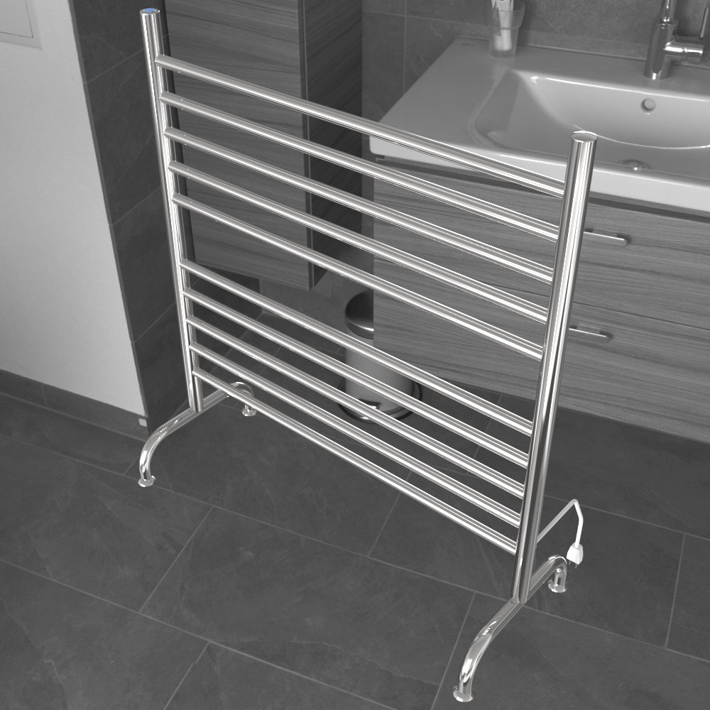 Solo 33" Freestanding 10 Bar Towel Warmer in Polished. Picture 1