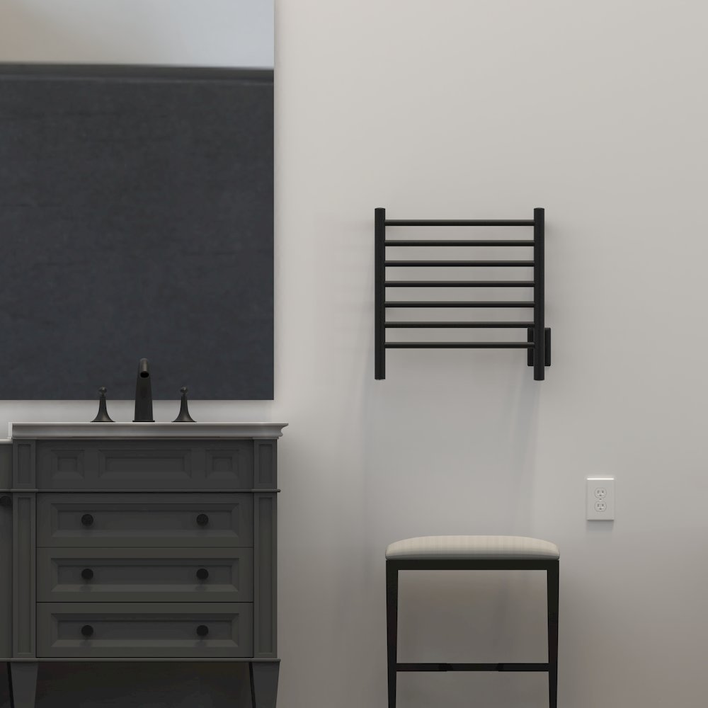 Radiant Small Hardwired + Plug-in Combo 7 Bar Towel Warmer in Matte Black. Picture 16