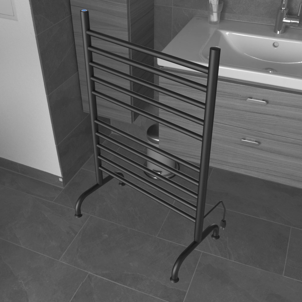 Solo 24" Freestanding 10 Bar Towel Warmer in Matte Black. Picture 1