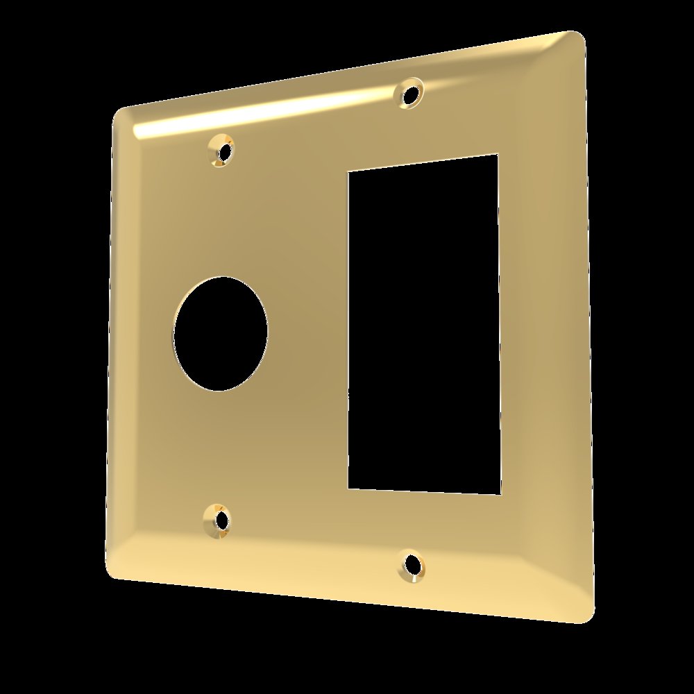 Amba Double Gang Plate in Polished Gold. Picture 1