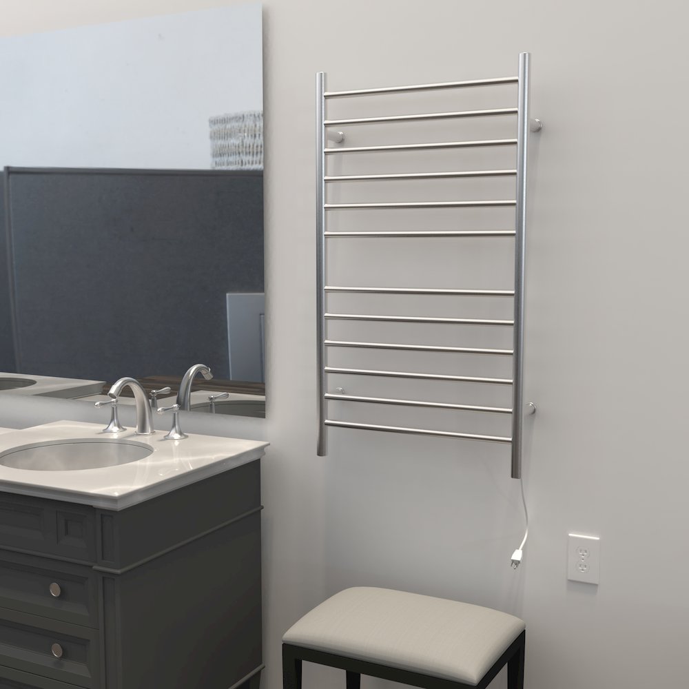 Radiant Large Hardwired + Plug-in Combo Straight 12 Bar Towel Warmer in Brushed. Picture 12