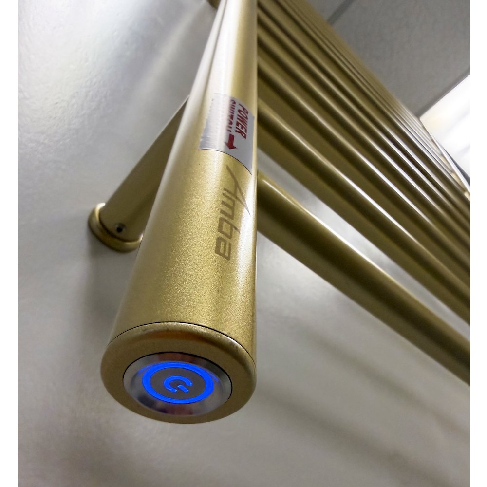 Radiant Hardwired + Plug-in Combo Straight 10 Bar Towel Warmer in Satin Brass. Picture 7