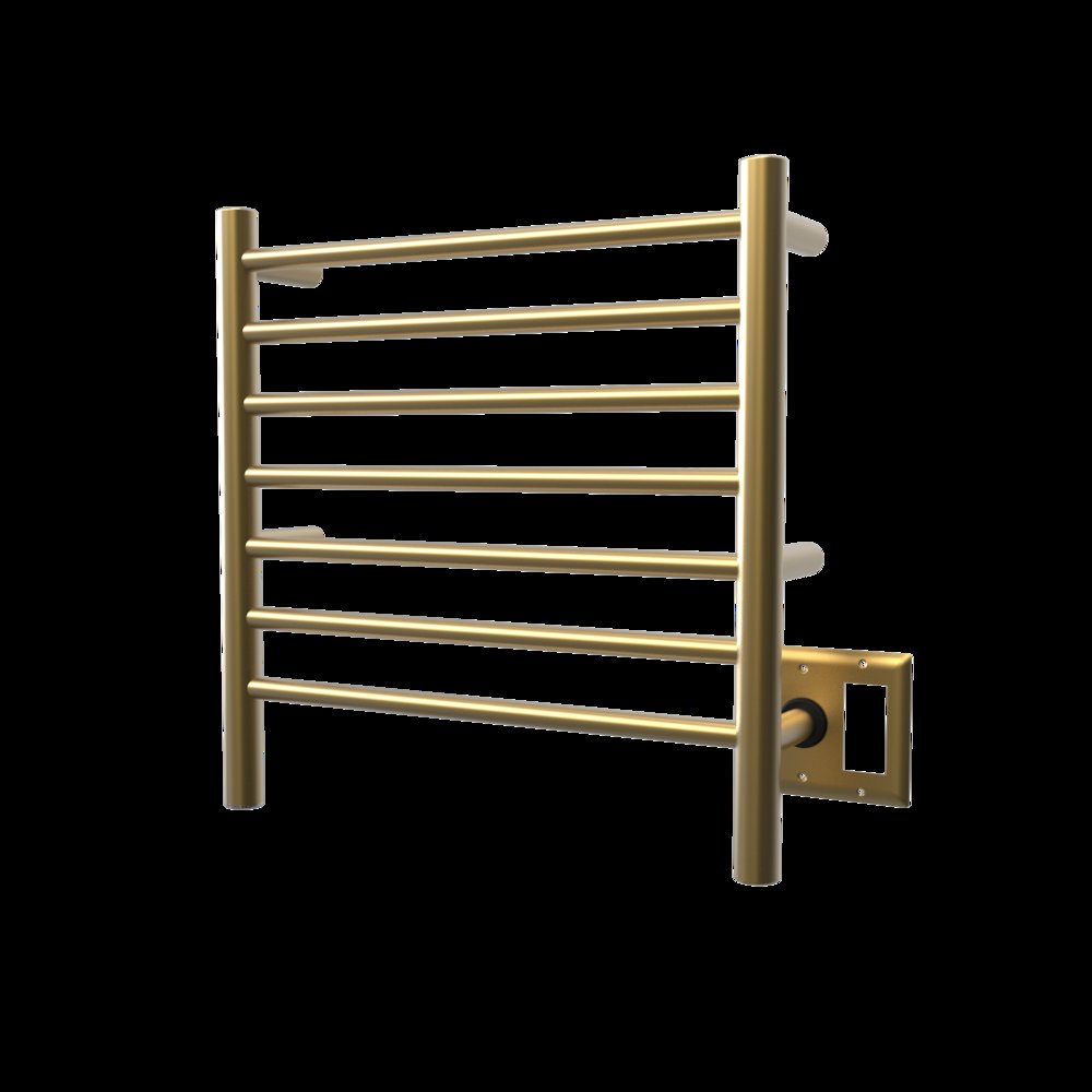 Radiant Small Hardwired + Plug-in Combo 7 Bar Towel Warmer in Satin Brass. Picture 12
