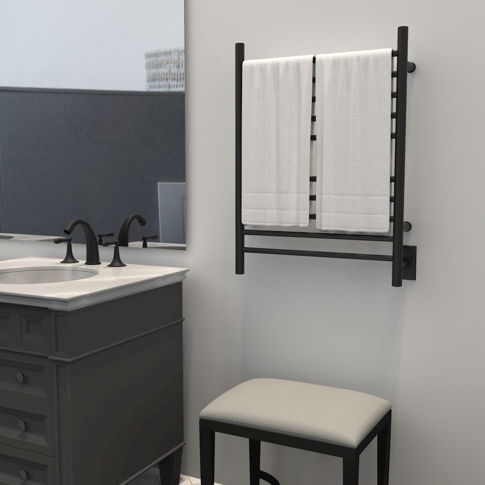 Radiant Hardwired + Plug-in Combo Straight 10 Bar Towel Warmer in Matte Black. Picture 15