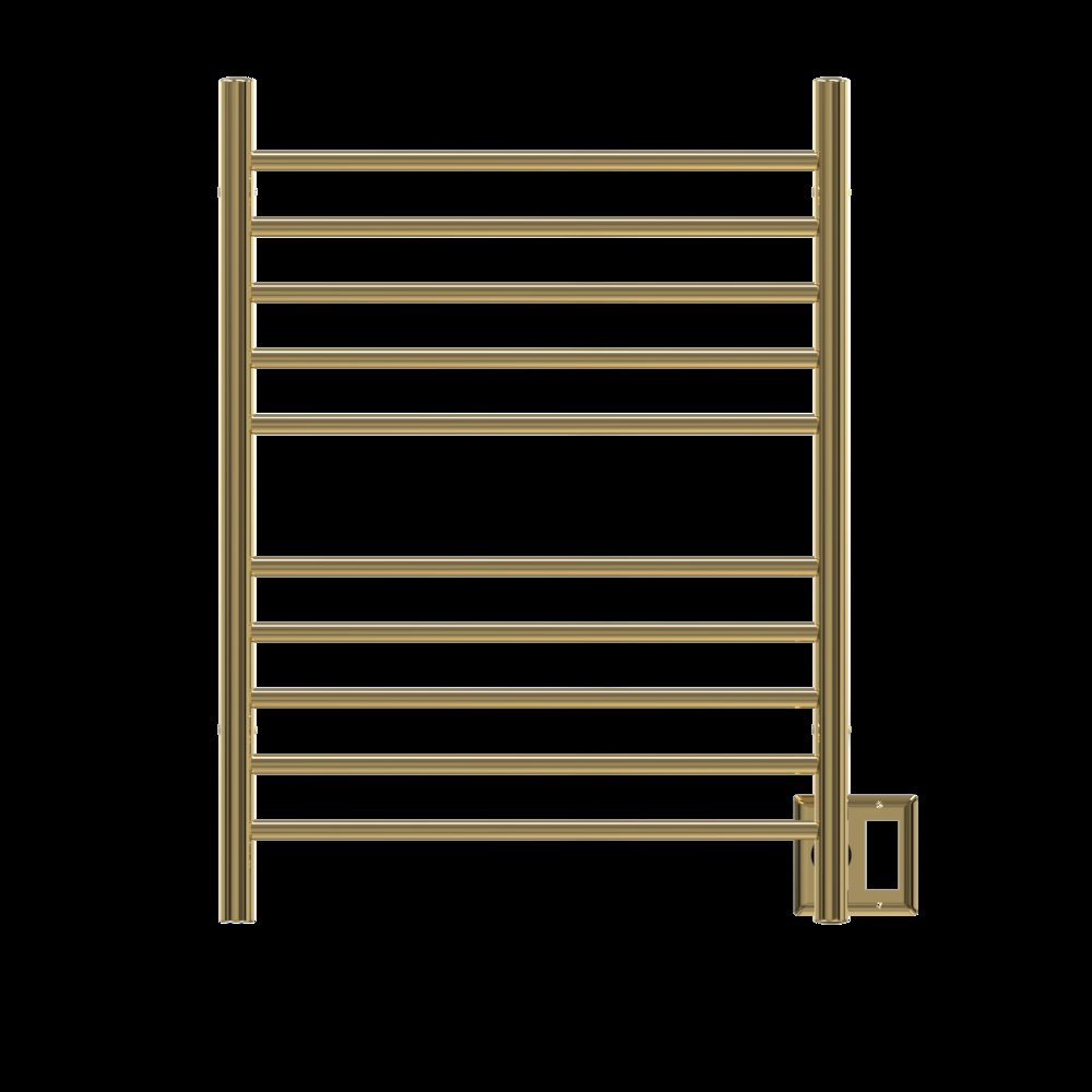 Radiant Hardwired + Plug-in Combo Straight 10 Bar Towel Warmer in Polished Gold. Picture 10