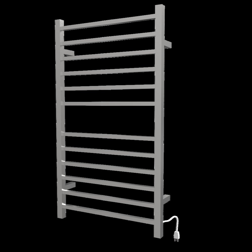 Radiant Large Square Hardwired + Plug-in Combo 12 Bar Towel Warmer in Brushed. Picture 4