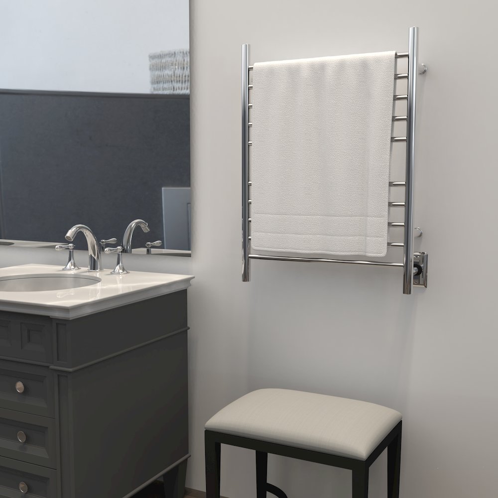 Radiant Hardwired + Plug-in Combo Straight 10 Bar Towel Warmer in Polished. Picture 16