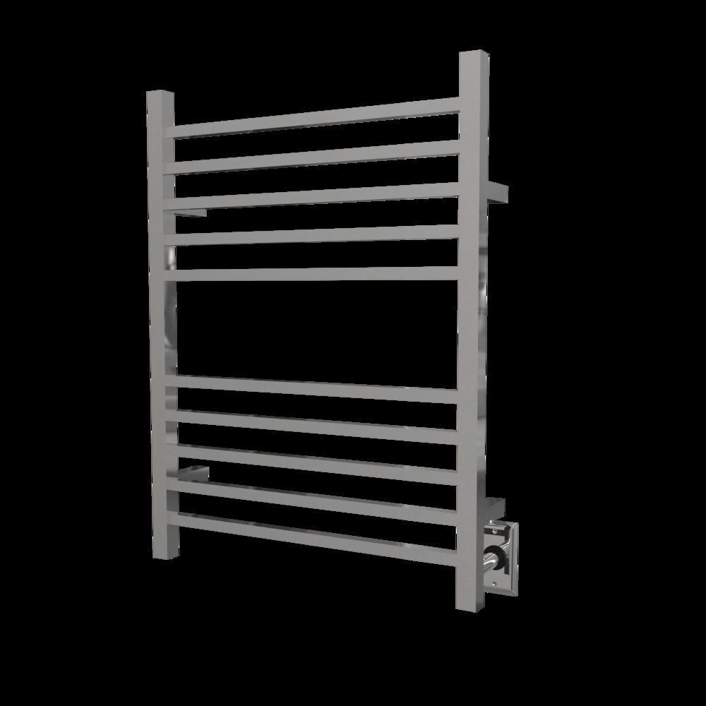 Radiant Square Hardwired + Plug-in Combo 10 Bar Towel Warmer in Polished. Picture 10