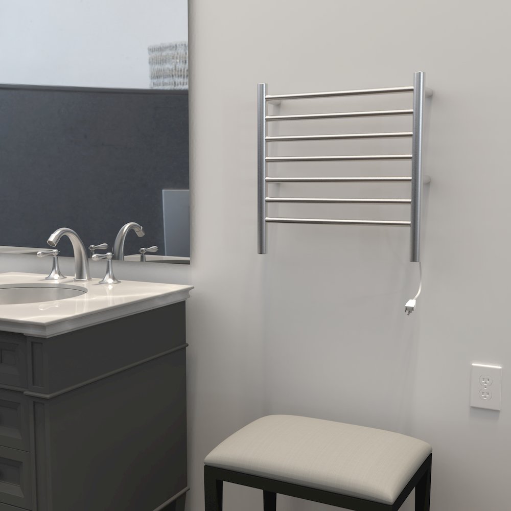 Radiant Small Hardwired + Plug-in Combo 7 Bar Towel Warmer in Brushed. Picture 12