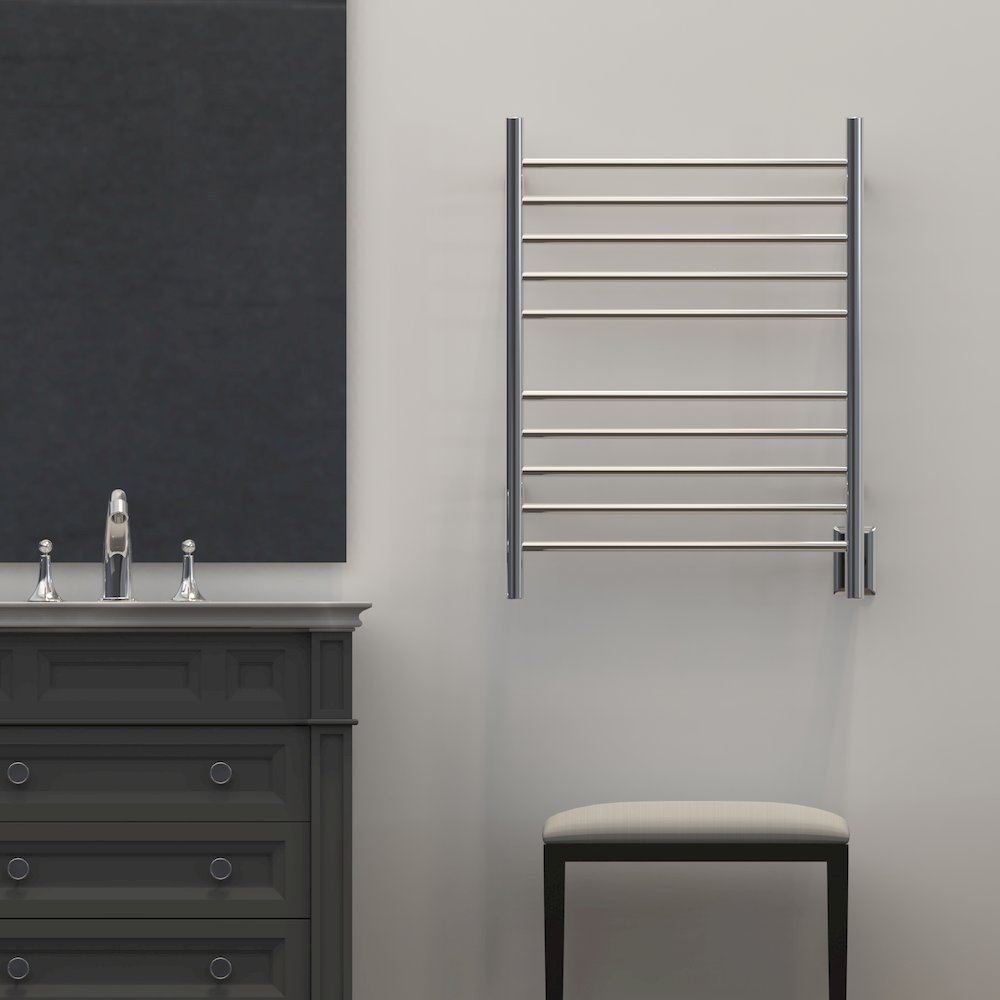 Radiant Hardwired + Plug-in Combo Straight 10 Bar Towel Warmer in Polished. Picture 14