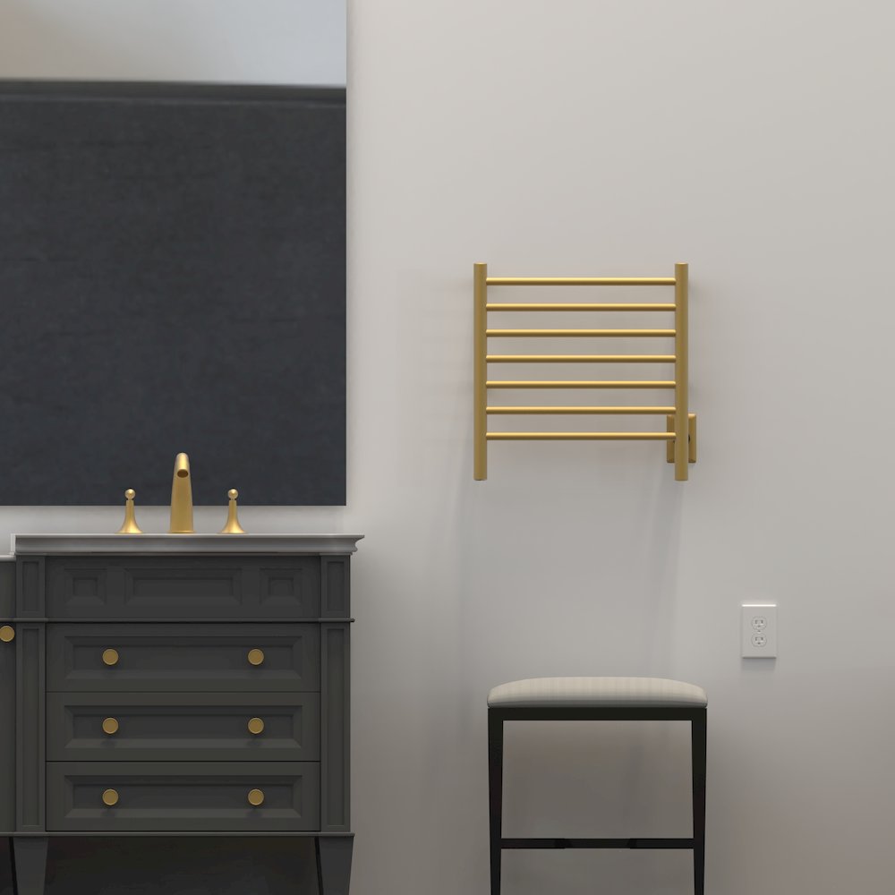Radiant Small Hardwired + Plug-in Combo 7 Bar Towel Warmer in Satin Brass. Picture 20
