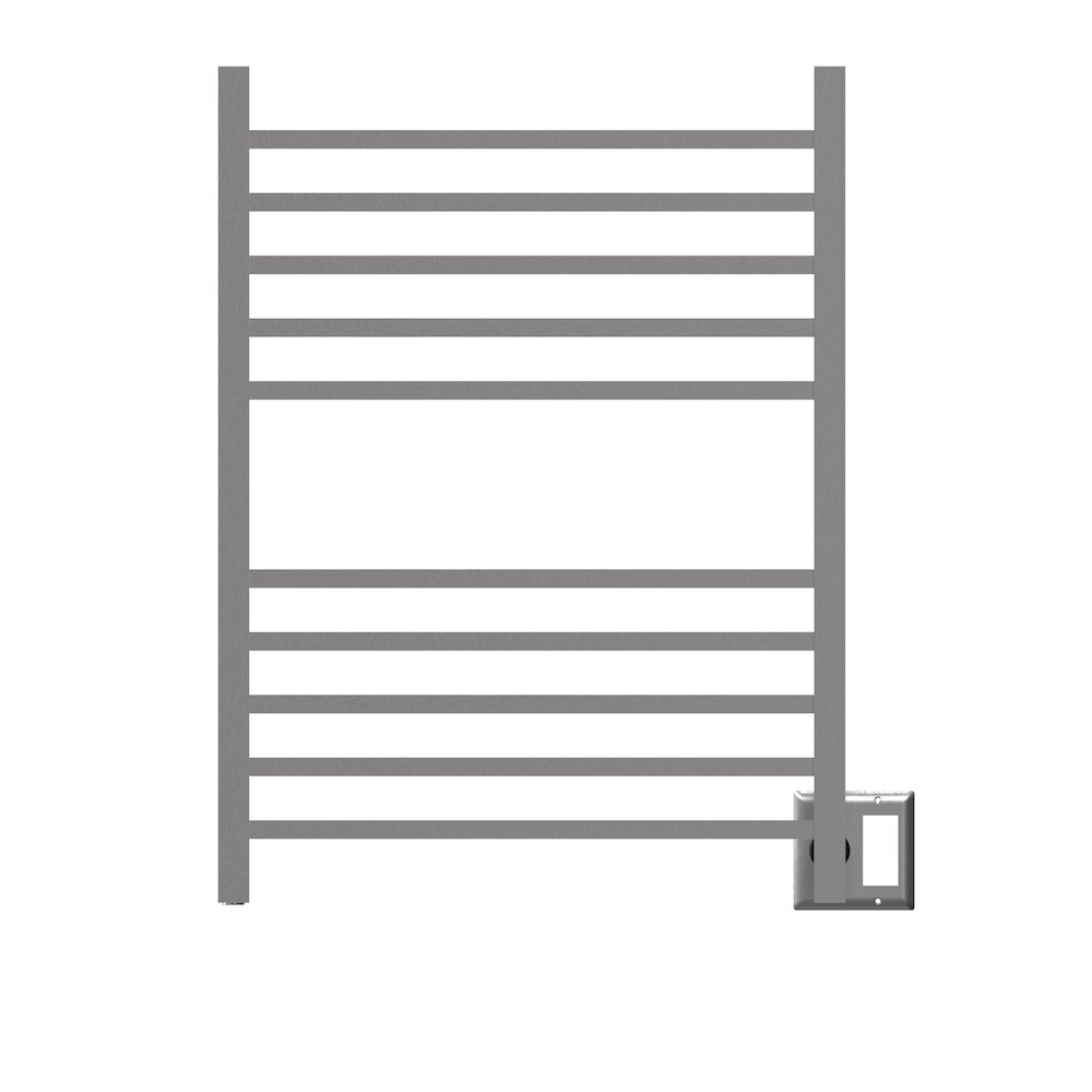 Radiant Square Hardwired + Plug-in Combo 10 Bar Towel Warmer in Brushed. Picture 14