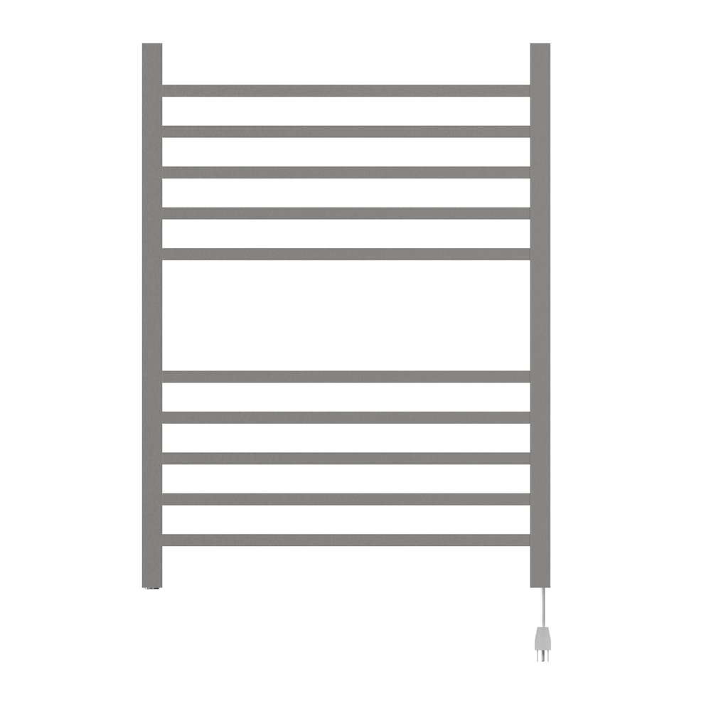 Radiant Square Hardwired + Plug-in Combo 10 Bar Towel Warmer in Brushed. Picture 2