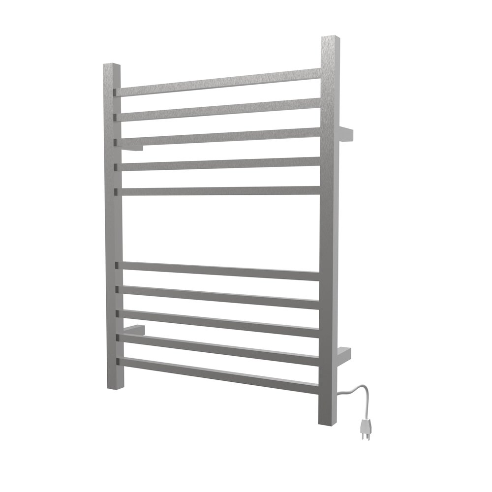Radiant Square Hardwired + Plug-in Combo 10 Bar Towel Warmer in Brushed. Picture 1